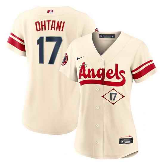 Women Los Angeles Angels 17 Shohei Ohtani 2022 Cream City Connect Stitched Baseball Jersey 28Run Small 29